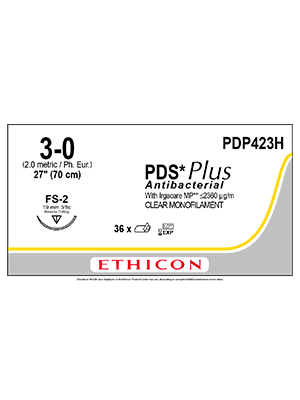 PDS® Plus Antibacterial Sutures Absorbable Undyed 3-0 70cm - Box/36