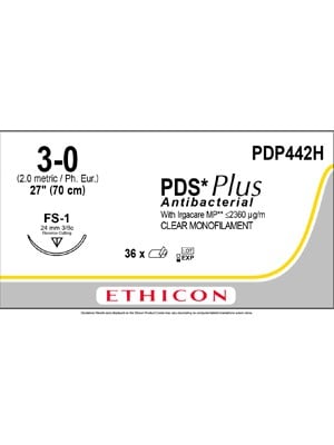 PDS® Plus Antibacterial Sutures Absorbable Undyed 3-0 70cm - Box/36