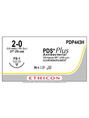 PDS® Plus Antibacterial Sutures Absorbable Undyed 4-0 70cm - Box/36