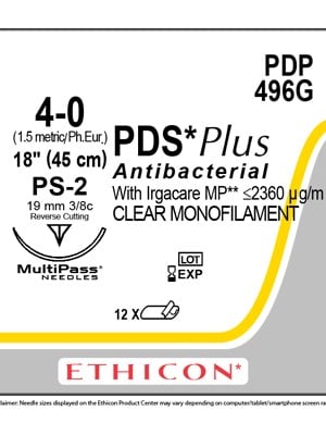 PDS® Plus Antibacterial Suture Absorbable Undyed 4-0 45cm - Box/12