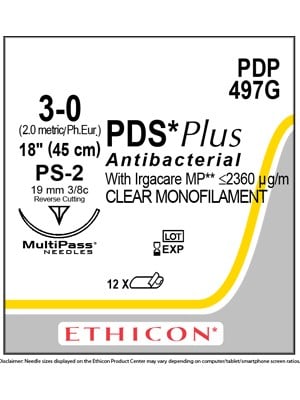 PDS® Plus Antibacterial Sutures Absorbable Undyed 3-0 45cm - Box/12