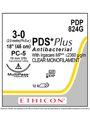 PDS® Plus Antibacterial Suture Undyed 3-0 45cm - Box/12