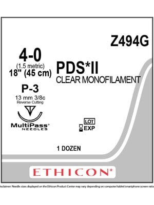 PDS II Sutures Absorbable Undyed 4-0 45cm - Box/12