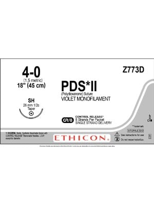 PDS® II Polydioxanone Suture Violet, 4-0 45cm SH 26mm - Box/12