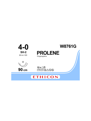 PROLENE* Polypropylene Sutures Blue 90cm 4-0 SH-2 20mm - Box/12