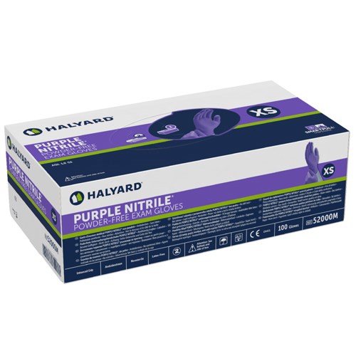 HALYARD* Purple Nitrile Powder-Free Examination Gloves Small - Box/100