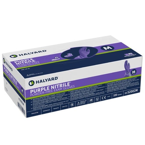 HALYARD* Purple Nitrile Powder-Free Examination Gloves Medium - Box/100