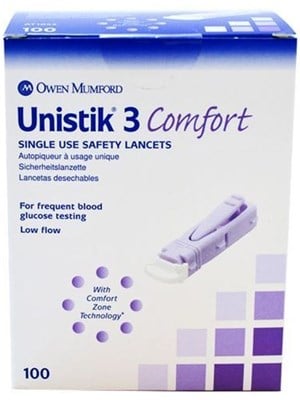 Unistik 3 Comfort Single-Use Safety Lancets - Box/100