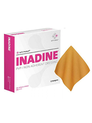 Inadine™ Non-Adherent Dressing 9.5cm x 9.5cm, Brown - Box/25