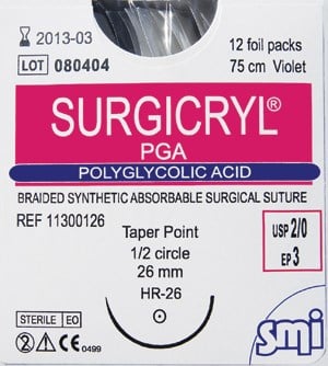 SURGICRYL PGA Suture 5/0 19mm x 75cm - Box/12