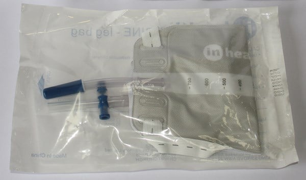 Leg Bags for Urine Collection + T-Valve 10cm, Clear PVC - Single