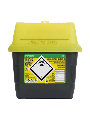 Sharps Container Yellow Lid 3L Vernacare Sharpsafe®, Each